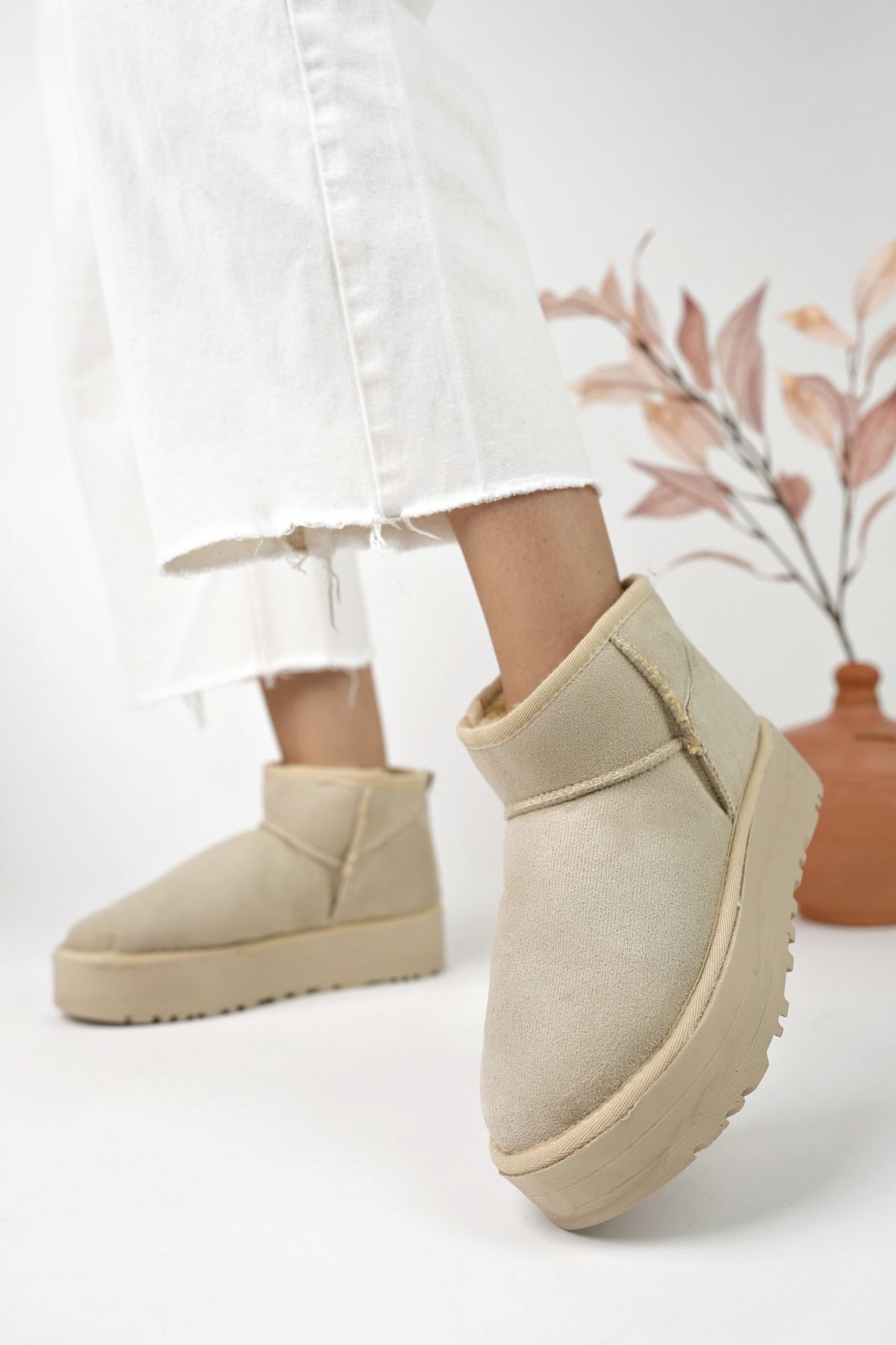 Beige Women Boots