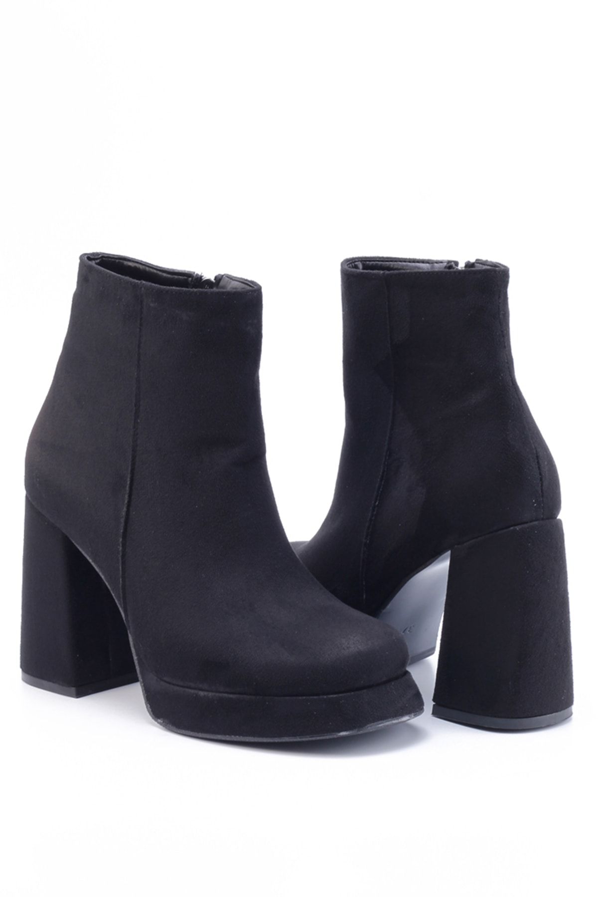 Black Suede Women's Heeled Boots 2593