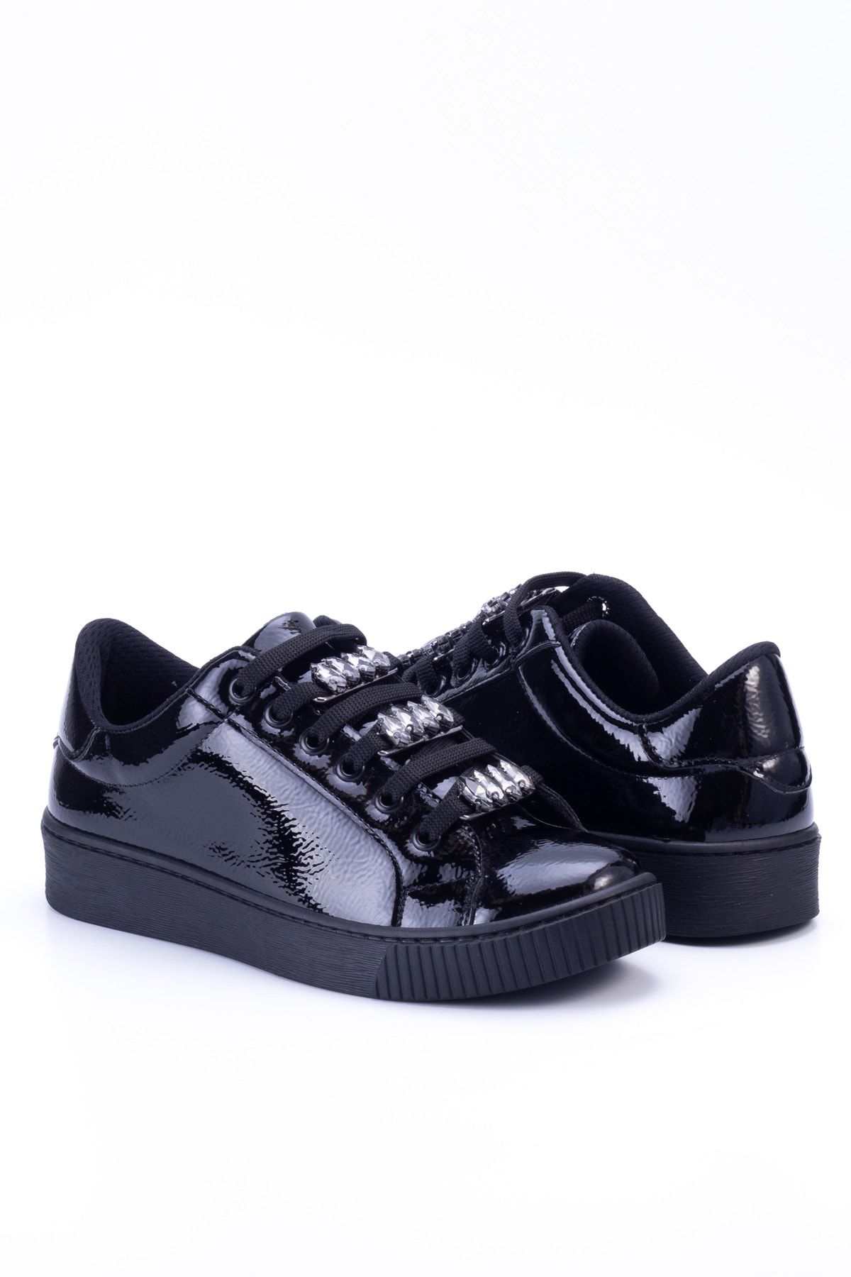 Black Patent Leather Women's Genuine Leather Shoes 7215