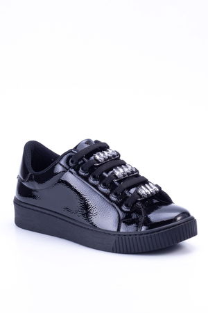 Black Patent Leather Women's Genuine Leather Shoes 7215