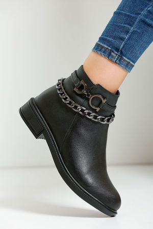 Black Women's Buckle Boots A204A