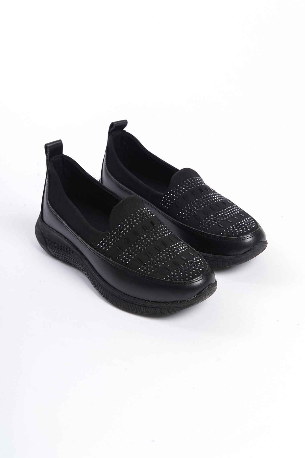 Black Women's Stone Detailed Casual Casual Classic Shoes Babet ALD3