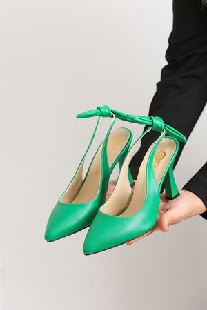 White Green Women's Elegant Stiletto with Bow Detail on Back 4700