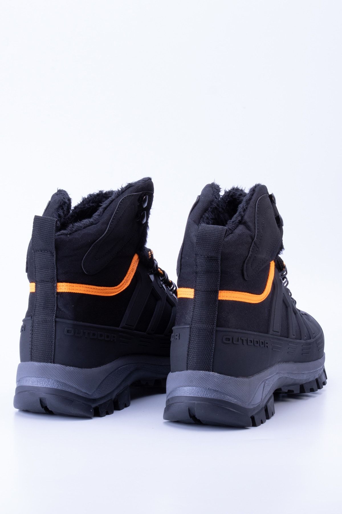 Black Orange Unisex Thermo Sole Sheepskin Outdoor Shoes T40