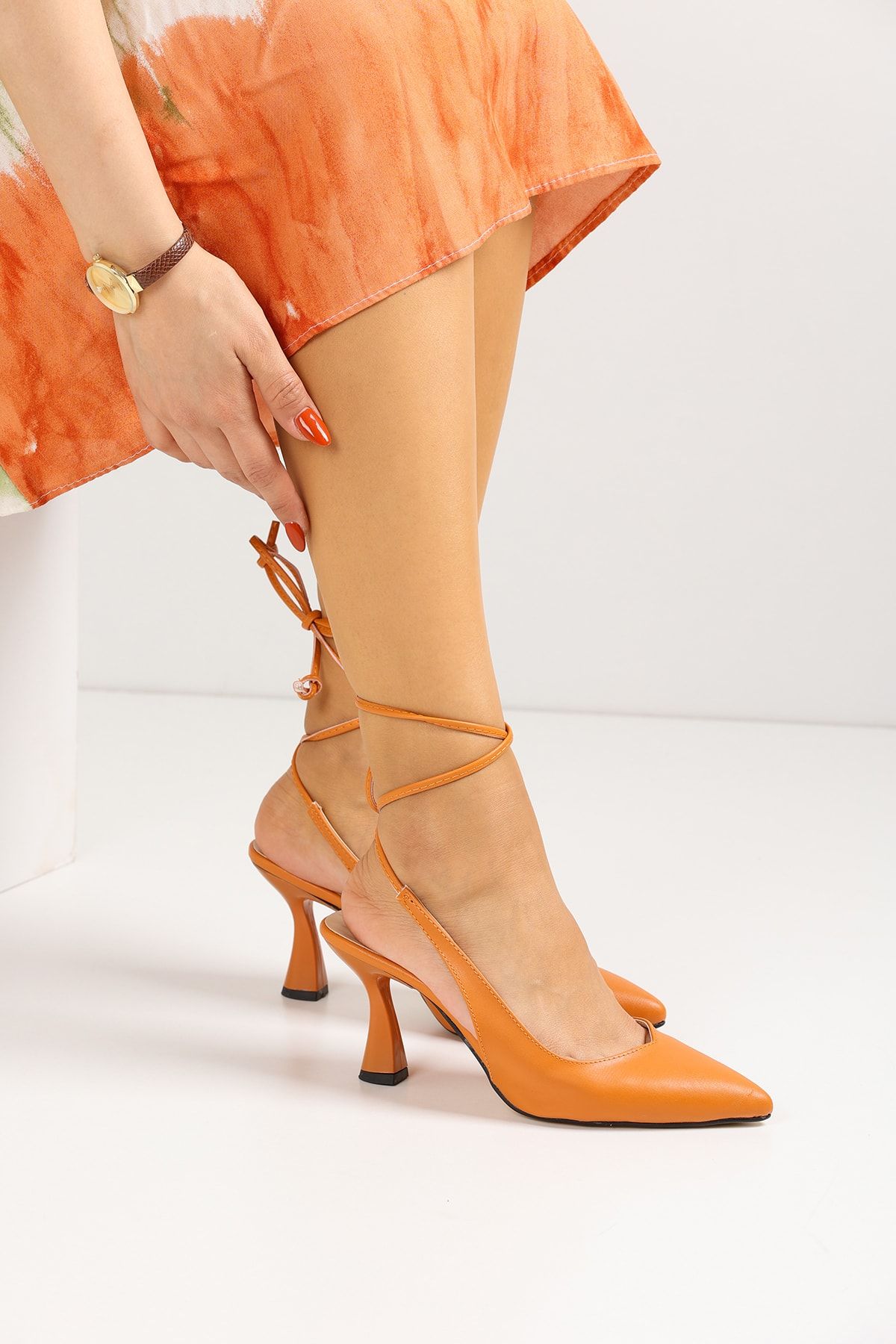 Orange Women's Heeled Shoes 4045