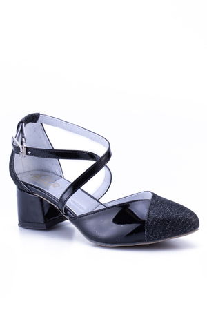 Black Children's Heeled Shoes 8088