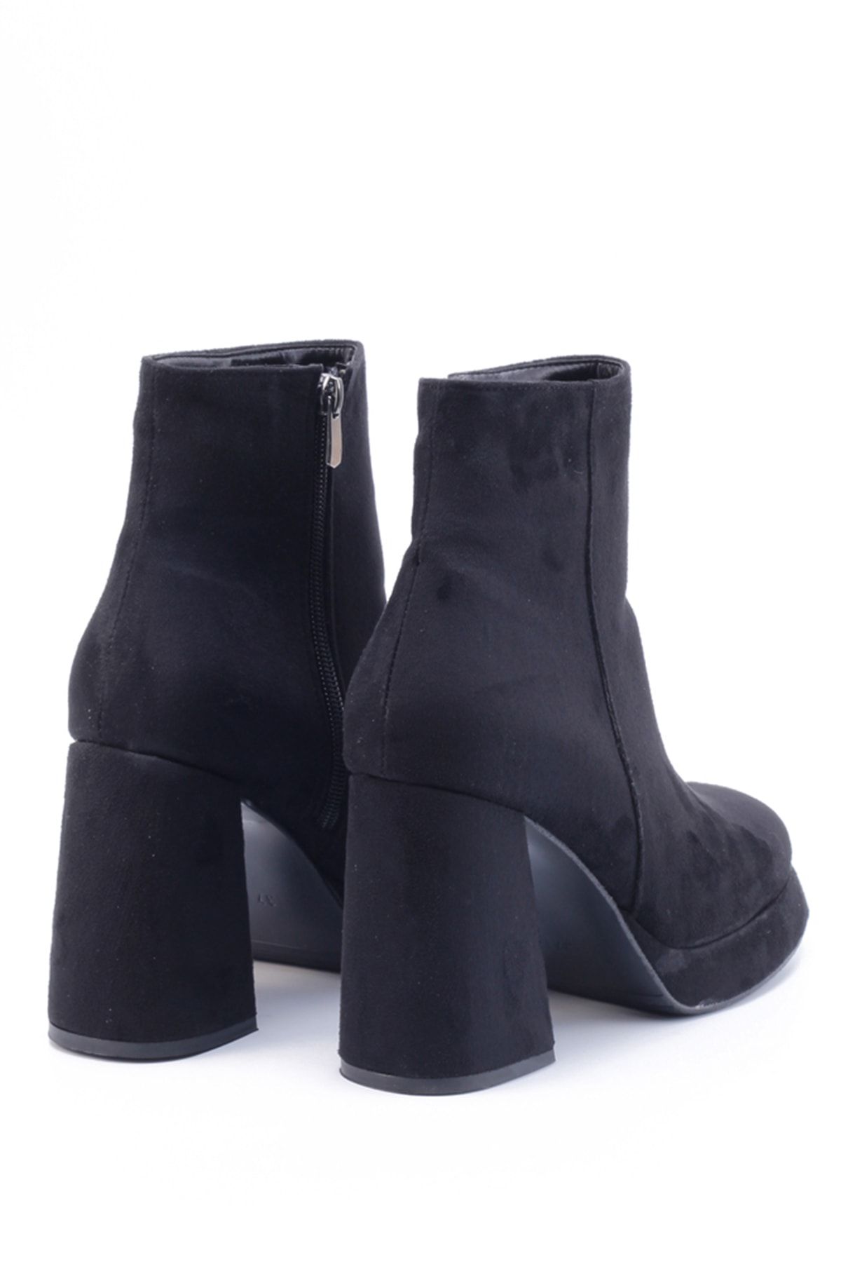 Black Suede Women's Heeled Boots 2593