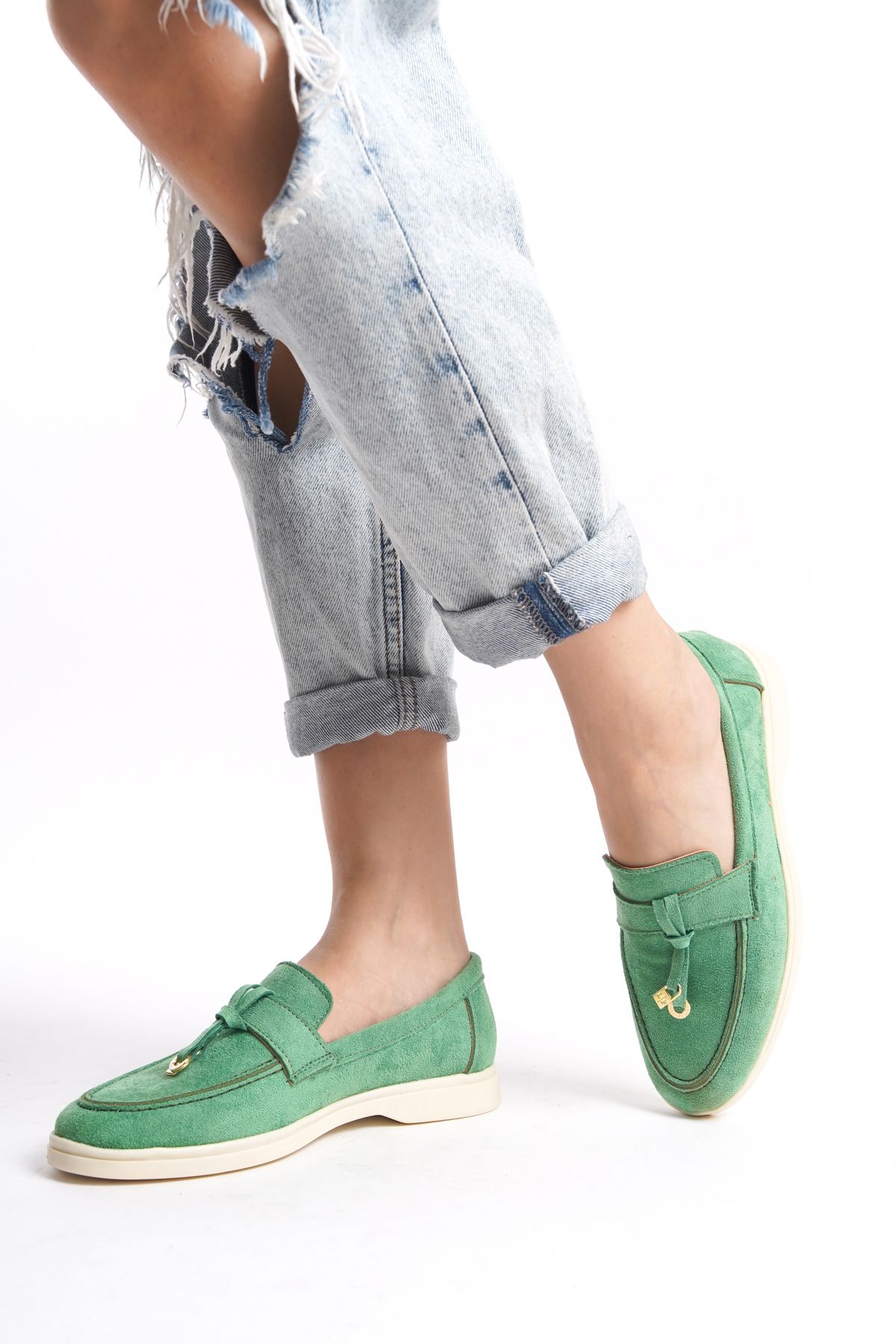 Green Women's Loafer Shoes 218