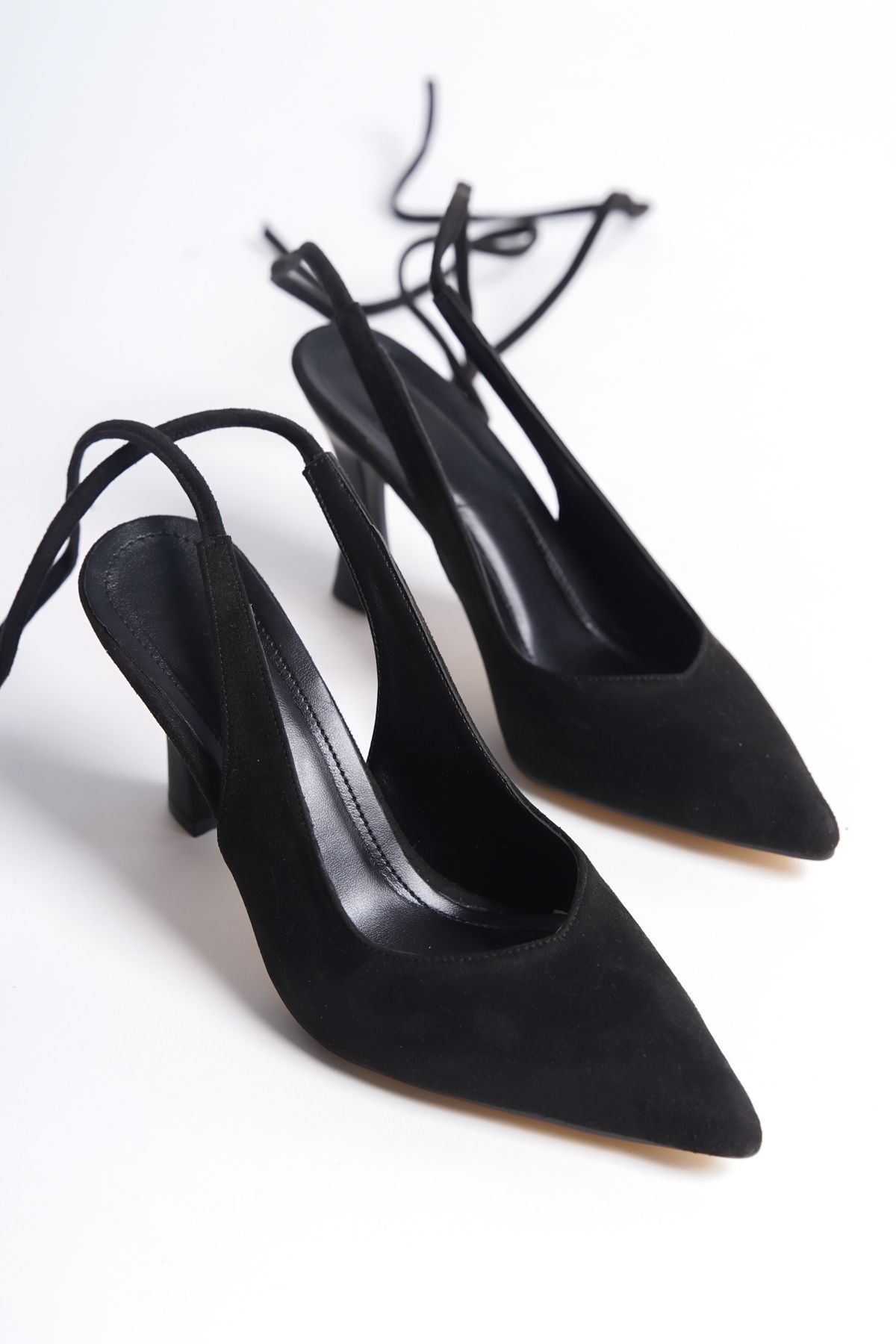 Black Suede Women's Heeled Shoes 4045