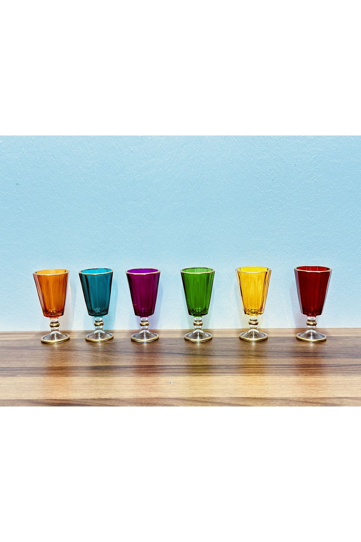 Colored Glass 6-Piece Coffee Side Water Glass