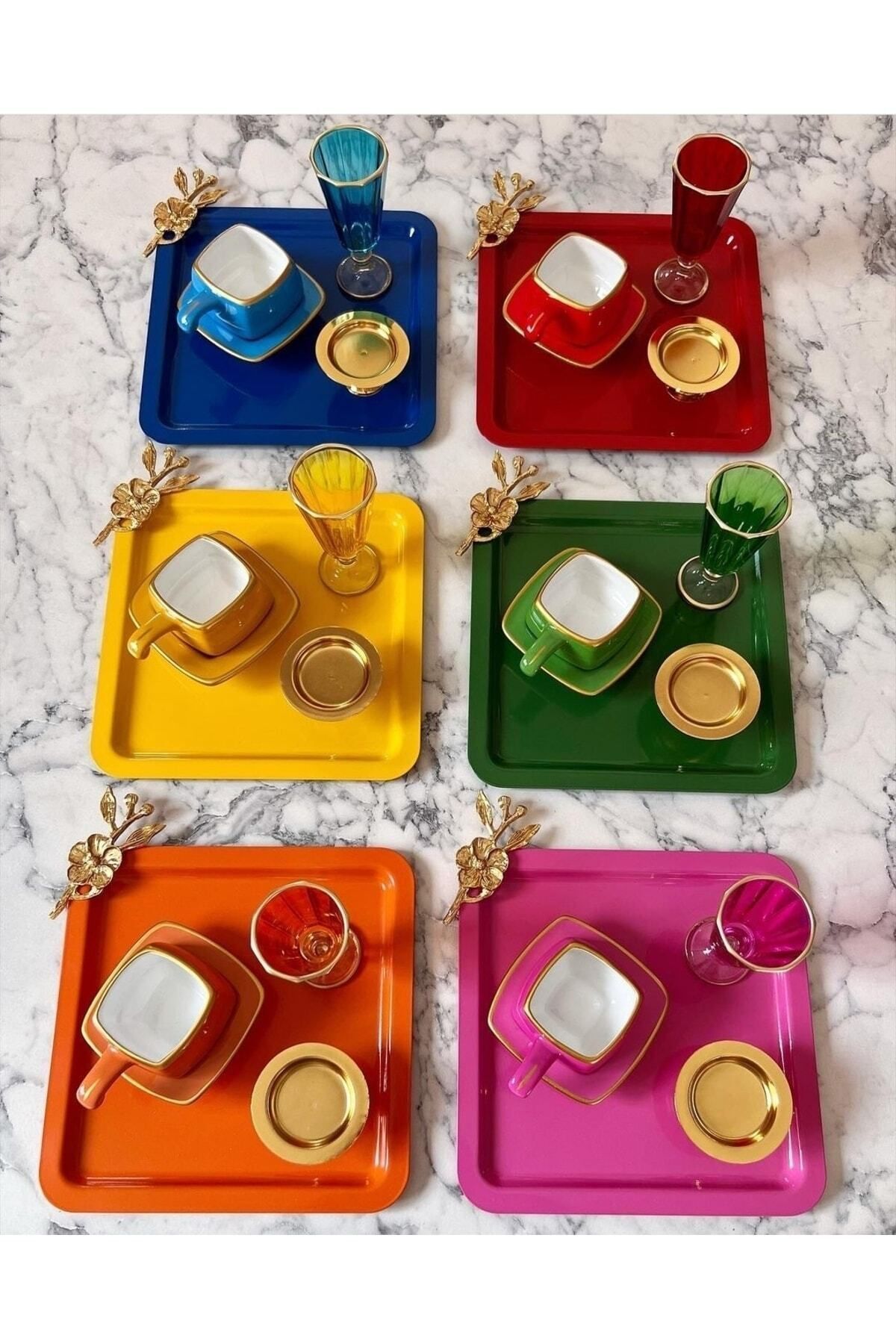 Bitter Colorful Turkish Coffee Cup Set