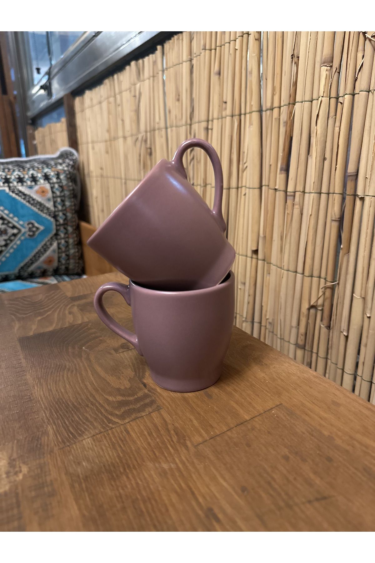 Purple Matte Double Cup Mug Mug Mug Cup Espresso Double Turkish Coffee Cup Coffee Mug with Handle