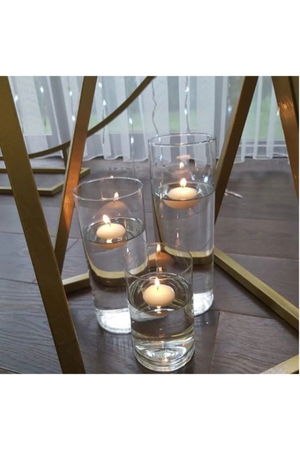 Set of 3 Cylinder Glass Vase (WITH CANDLE GIFT) - Candle Holder - Vase 8cm Diameter 14-18-22cm Height