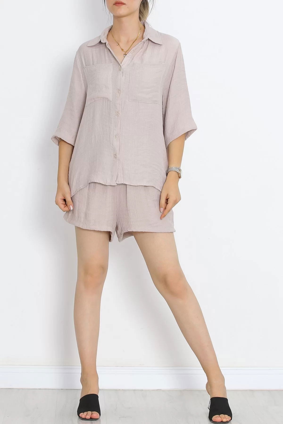 Linen Shorts Set Beige - 1009.1247.