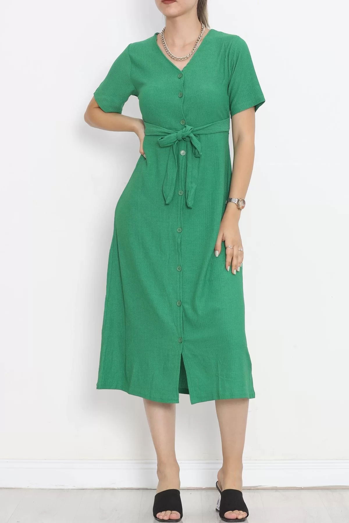 Button Front Dress Green - 12181.1254.