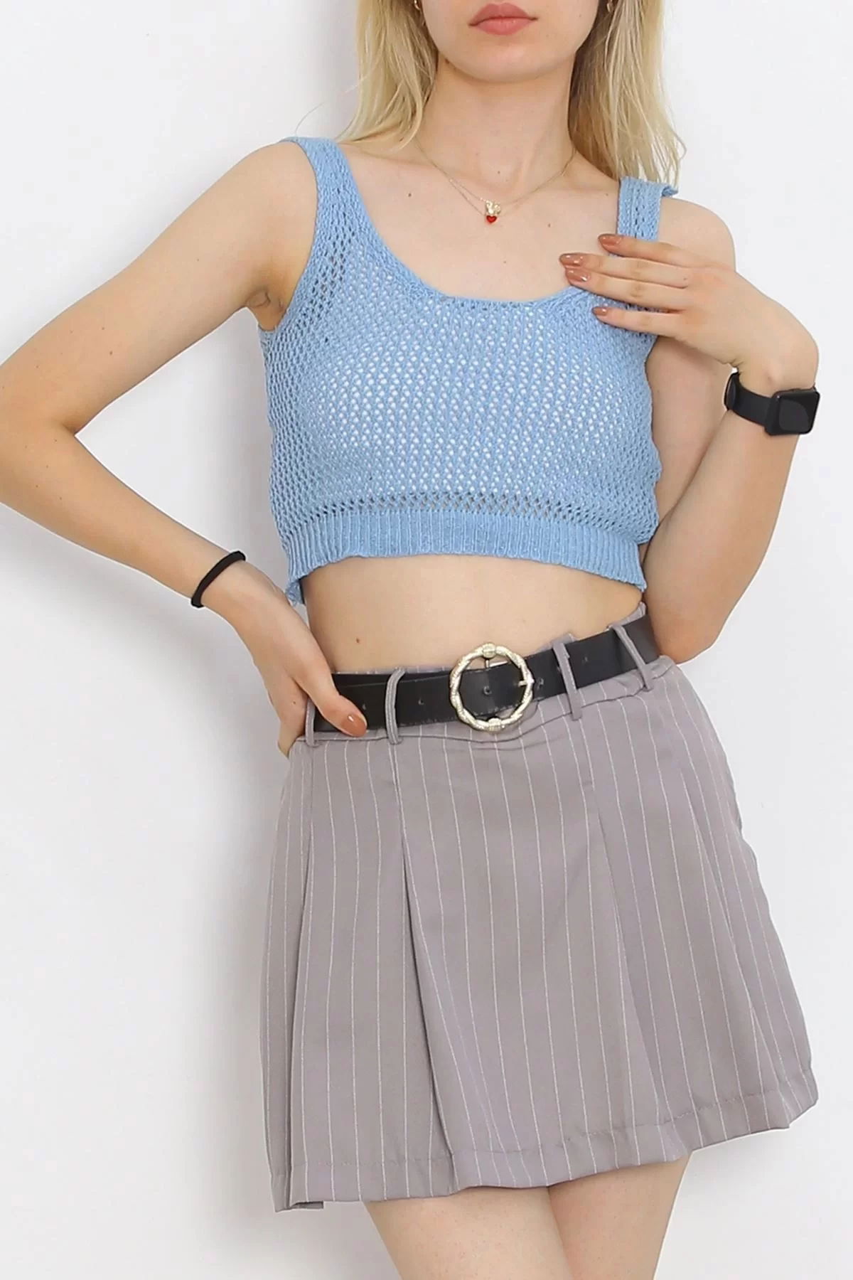 Strappy Crop Sweater Tank Blue - 18955.1247.