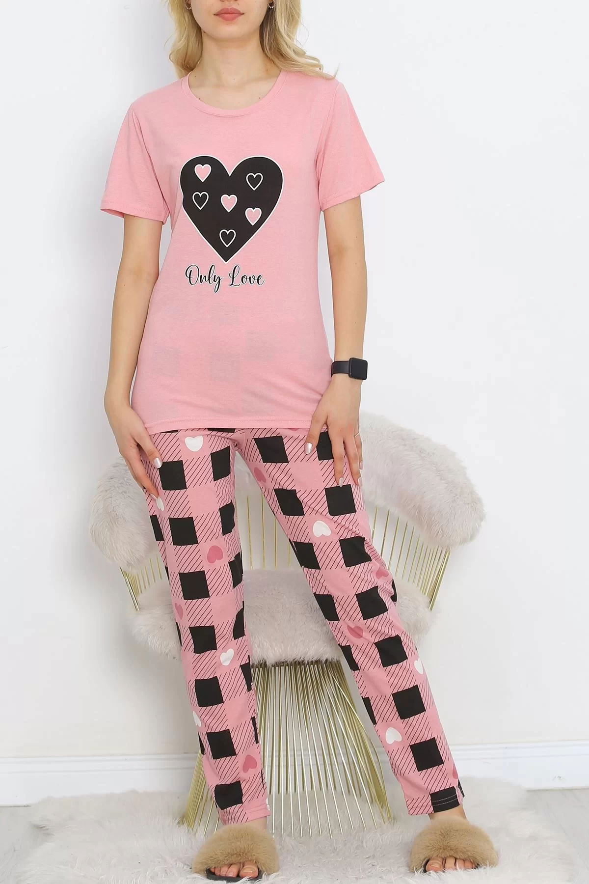 Patterned Pajama Set Powder Black - 18735.1567.