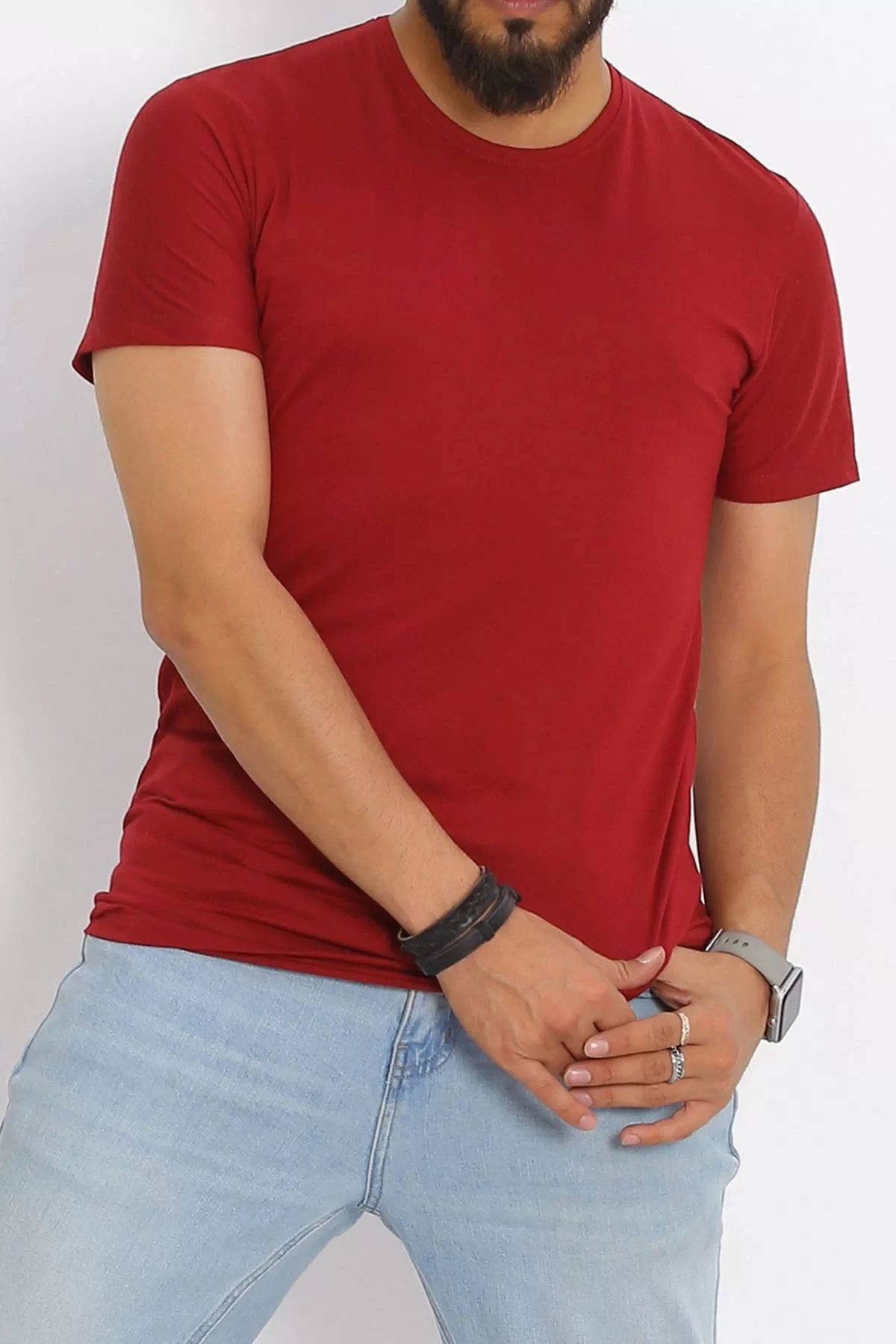 Crew Neck T-Shirt Burgundy - 17384.1778.