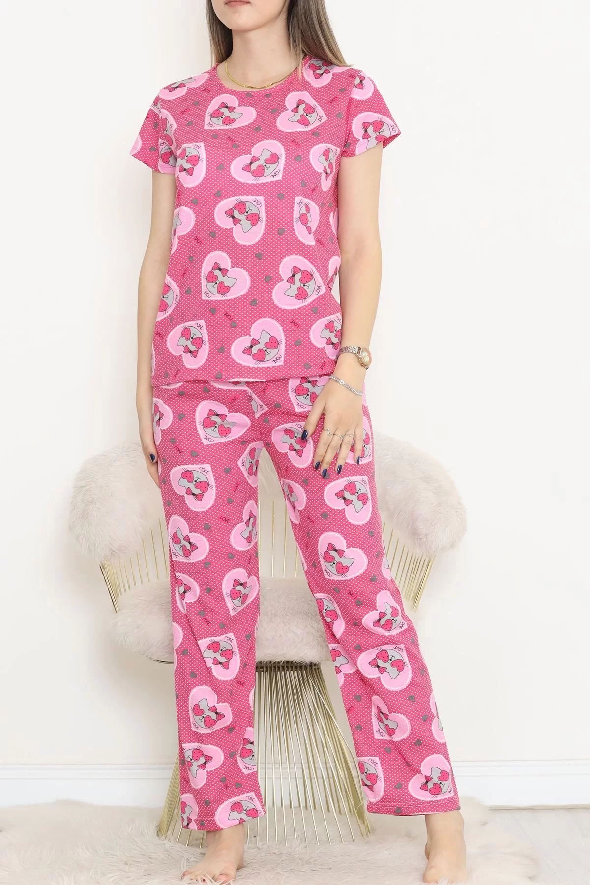 Patterned Pajama Set Fuchsia - 130.1287.