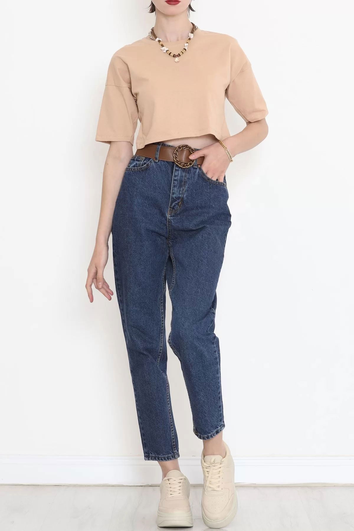 Single Jersey Crop T-shirt Mink - 1111.1567.