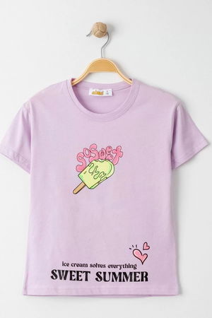 3-7 Years Printed Kids T-Shirt Lilac - 624055.1576.