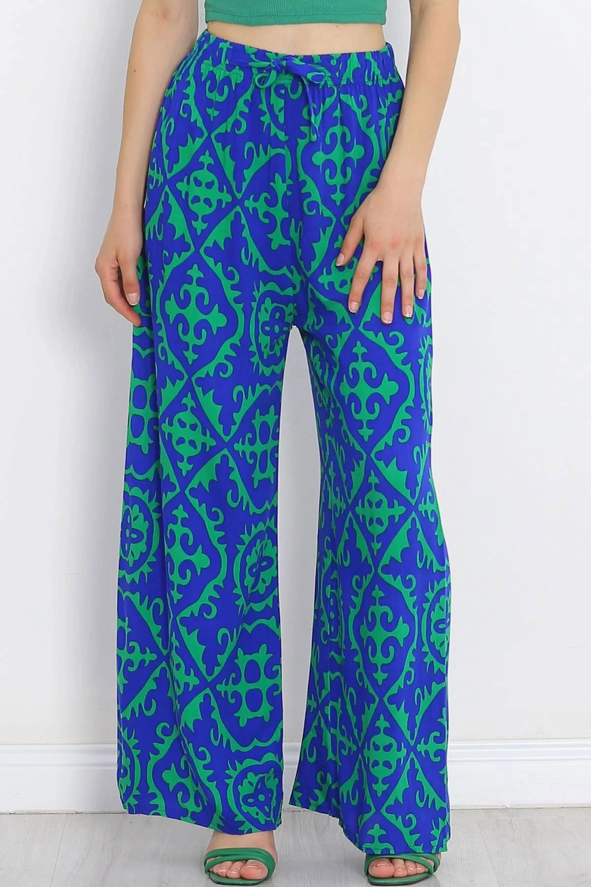 Patterned Woven Trousers Saksy Green - 18979.1095.