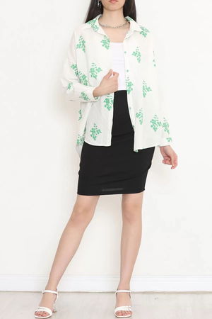 Floral Patterned Shirt White-Green - 16509.1775.