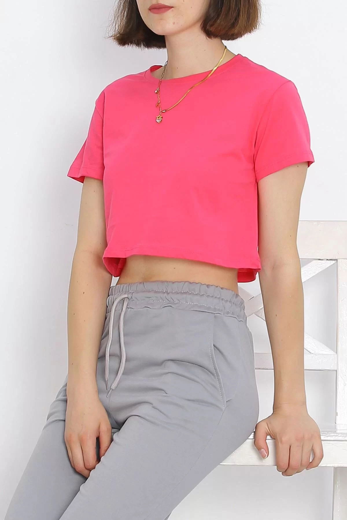 Crew Neck Crop T-shirt Fuchsia - 18962.1247.