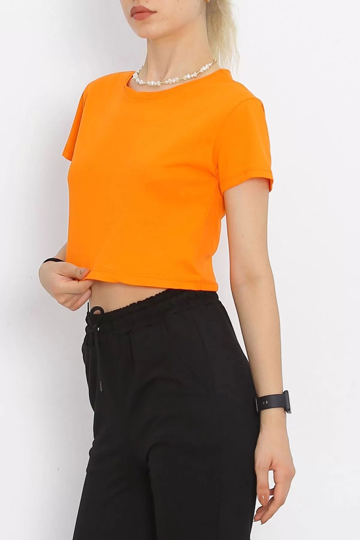 Crew Neck Crop T-shirt Orange - 18962.1247.