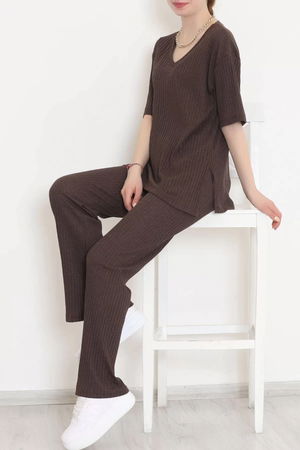 V-Neck Fitted Suit Coffee - 11230.1567.