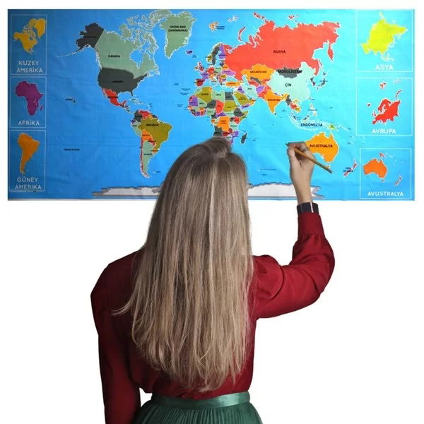 Tufeyo Colorful Atlas World Map Magnetic Adhesive Free Wall Sticker 118 Cm * 56 Cm