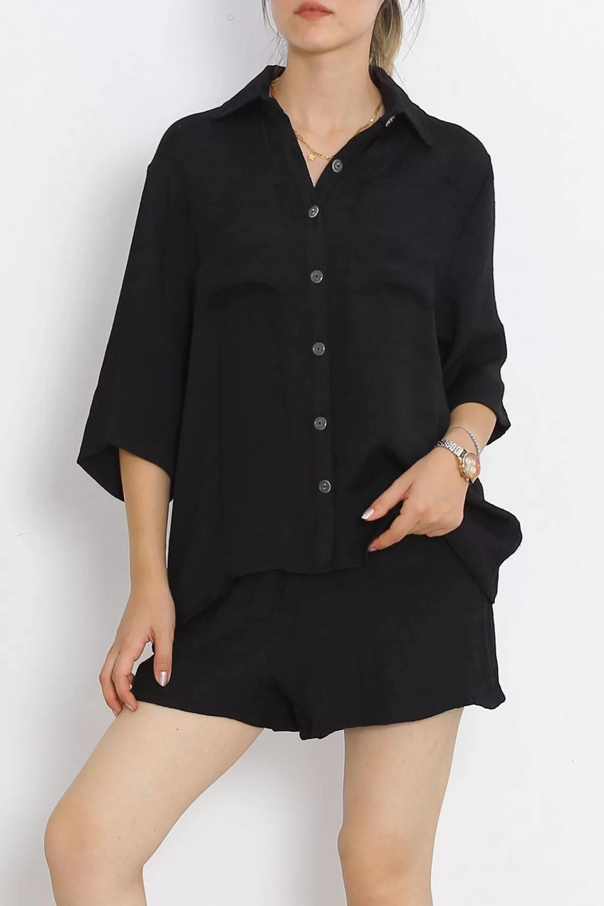 Linen Shorts Set Black - 1009.1247.