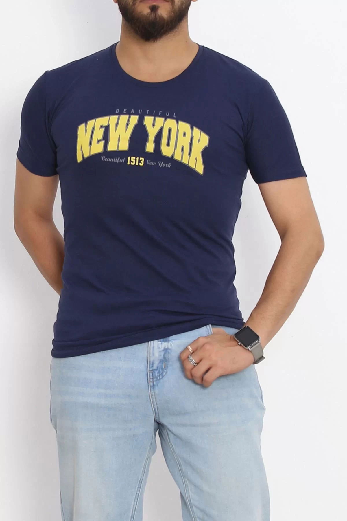 Printed Unisex T-shirt Navy Blue - 20408.1778.