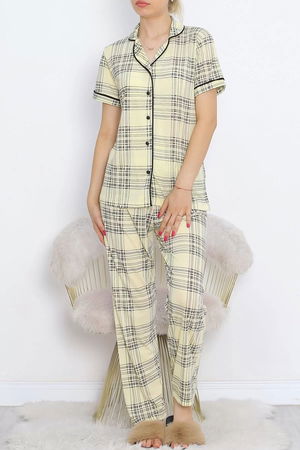 Polyviscose Interlock Short Sleeve Pajama Set in Yellow - 927.1287.