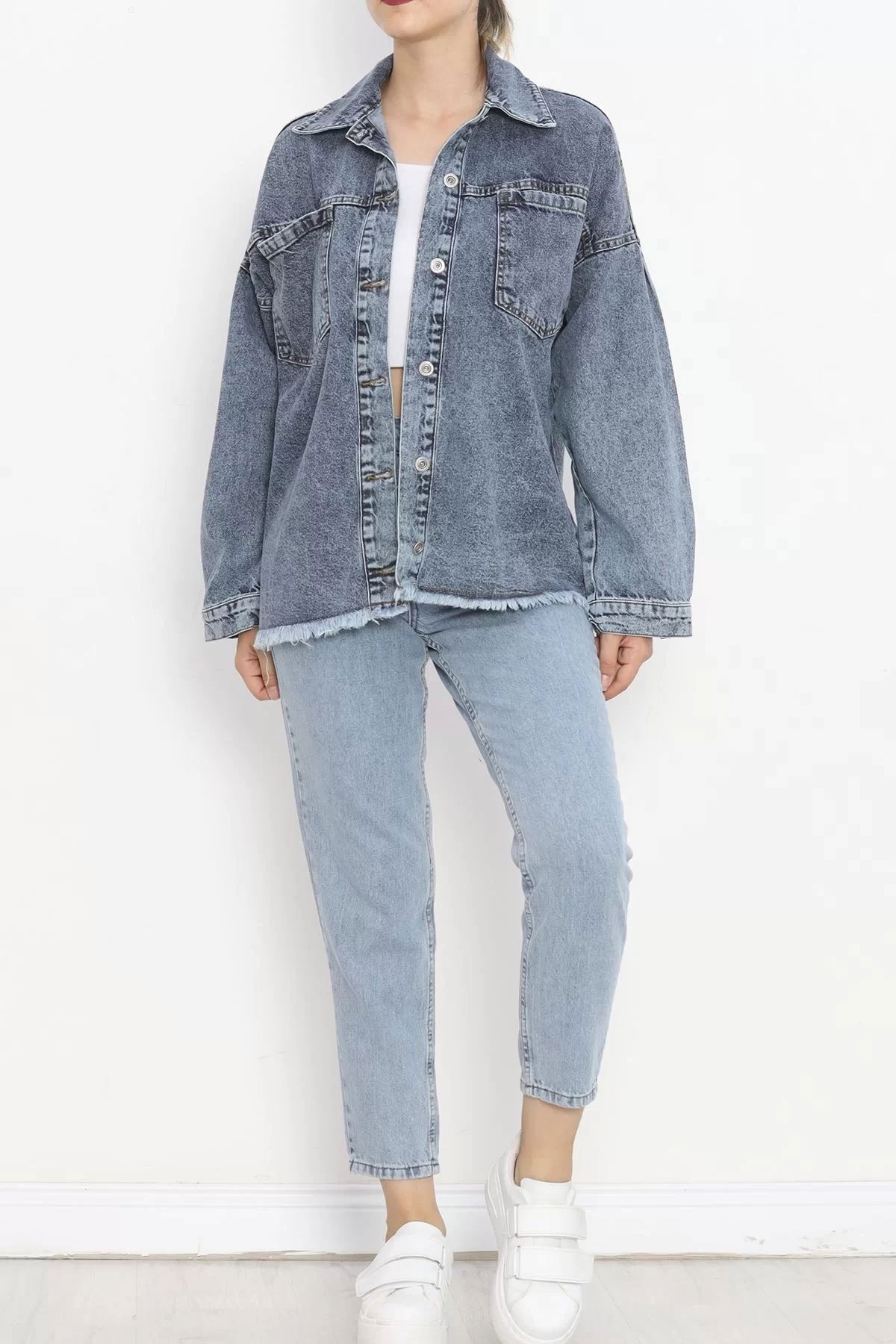 Jeans Jacket with Front Pocket Dark Blue - 16698.1778.