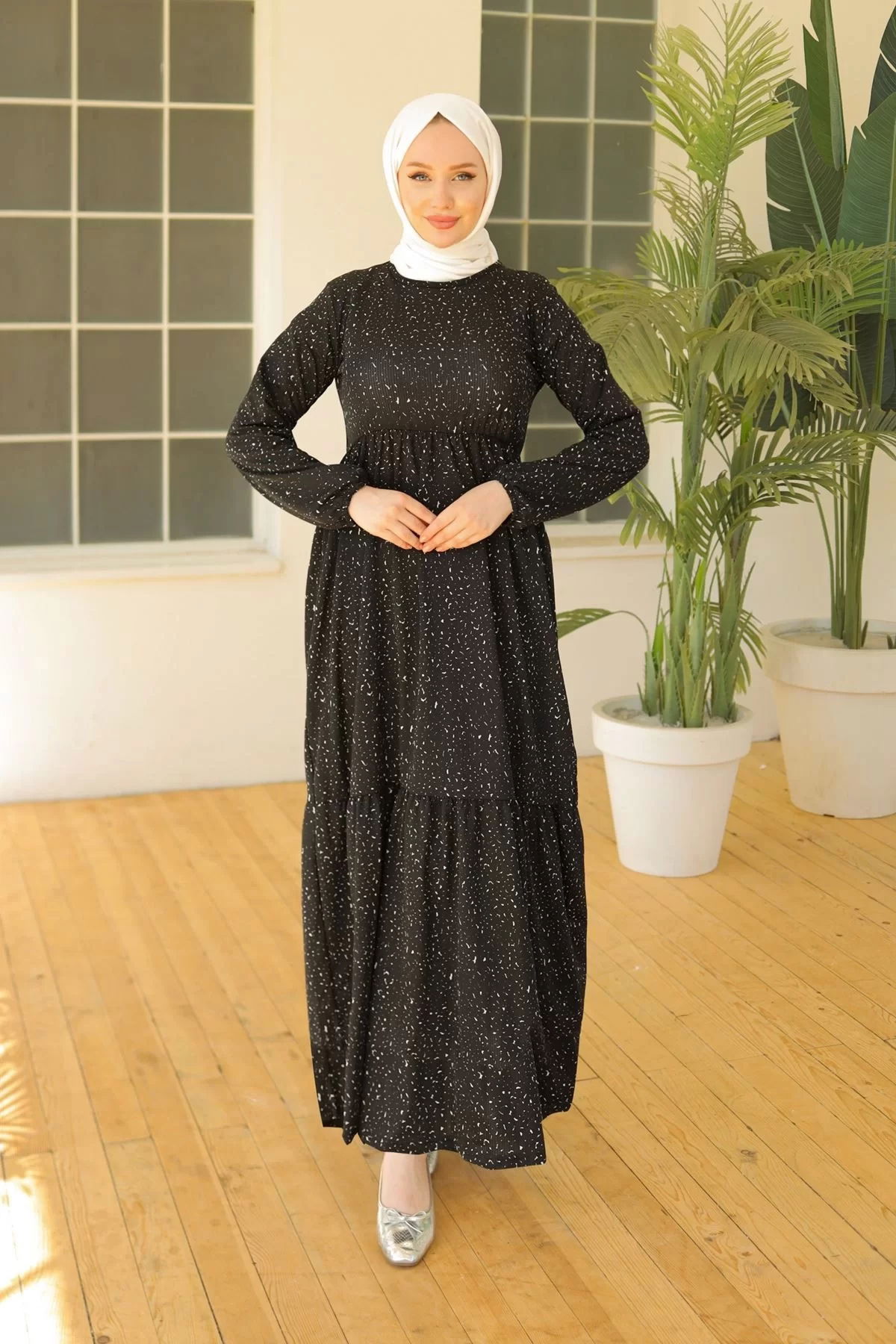 Patterned Lycra Knitted Dress Black - 20390.1778.