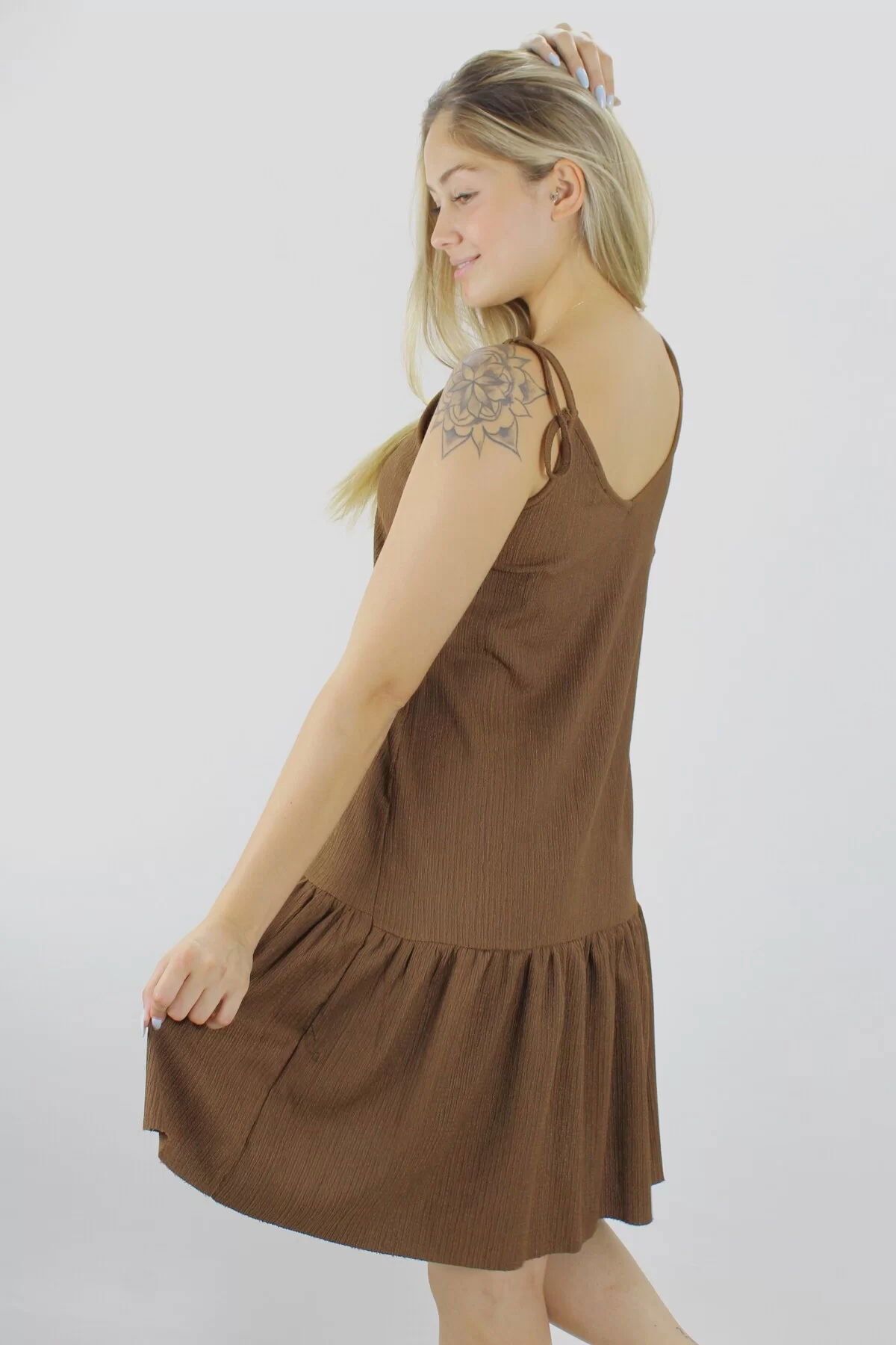 Crinkle String Dress Coffee - 1456.65