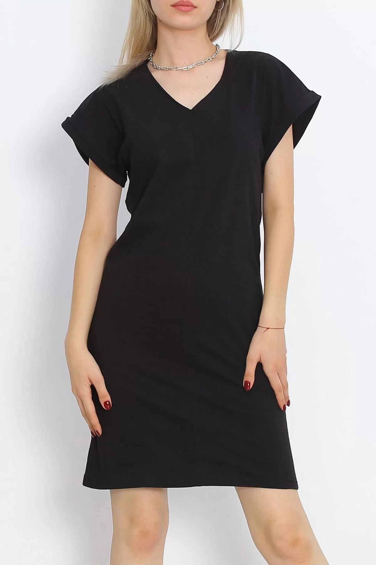 V Neck Suprem Dress Black - 15871.1567.