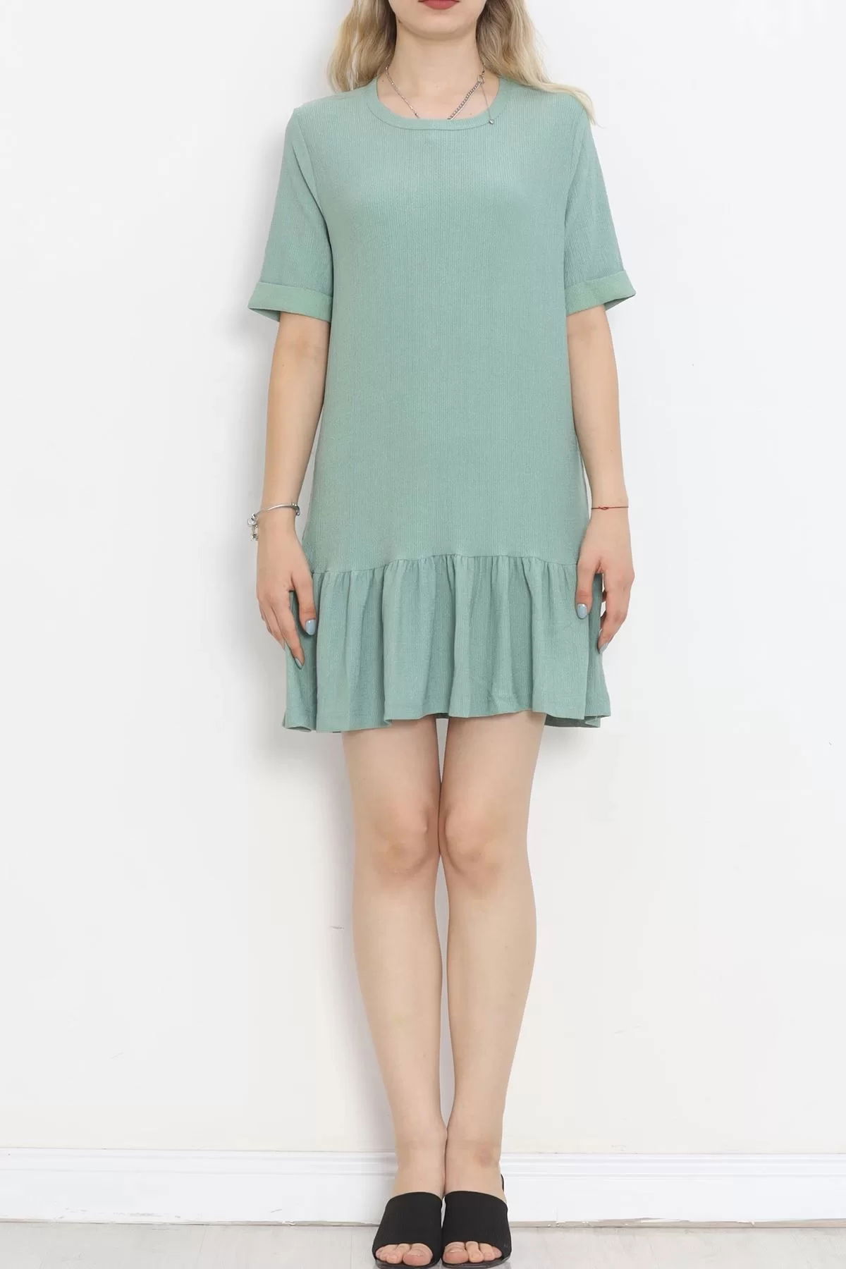 Short Sleeve Burümcük Dress Mint - 18877.1059.