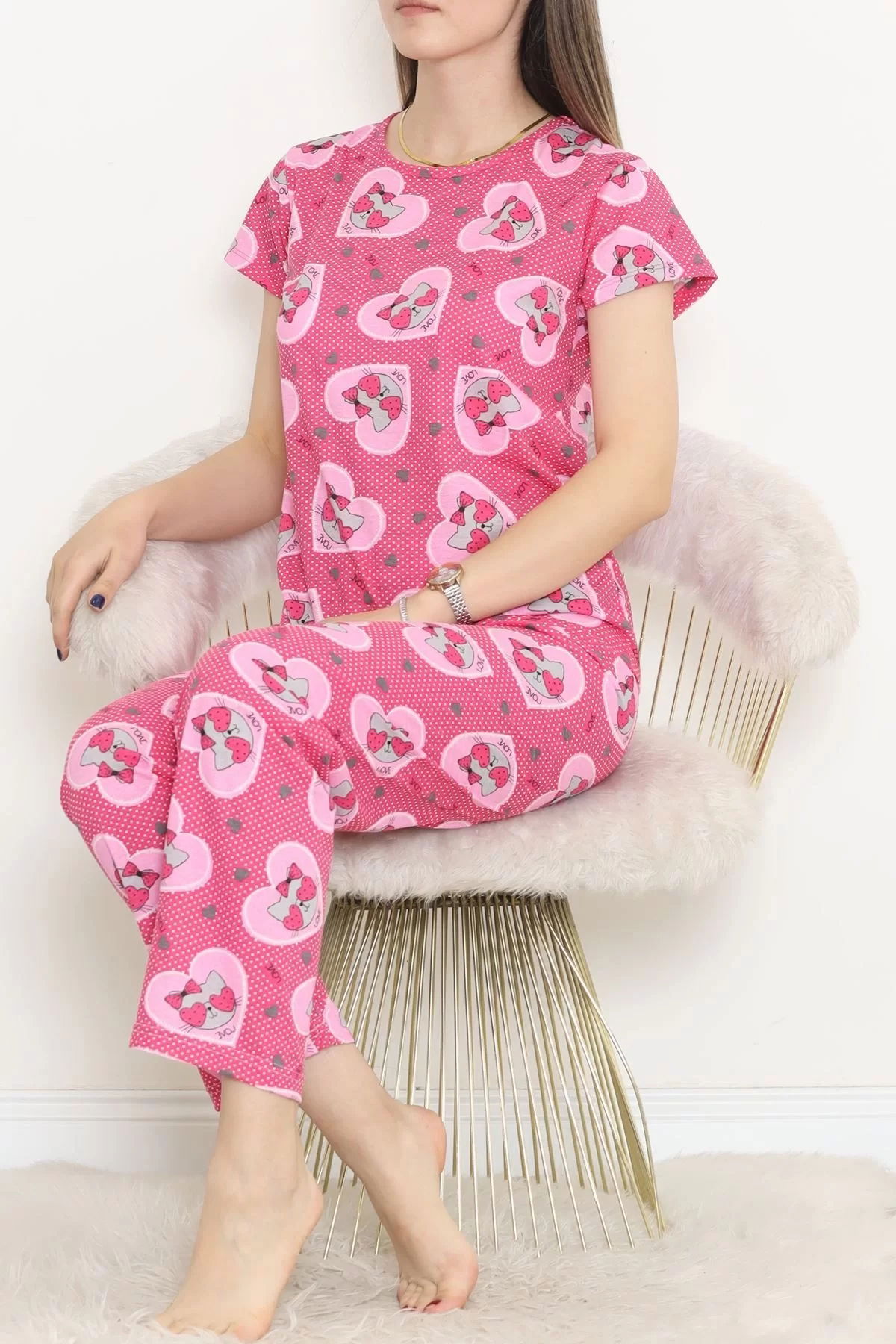 Patterned Pajama Set Fuchsia - 130.1287.