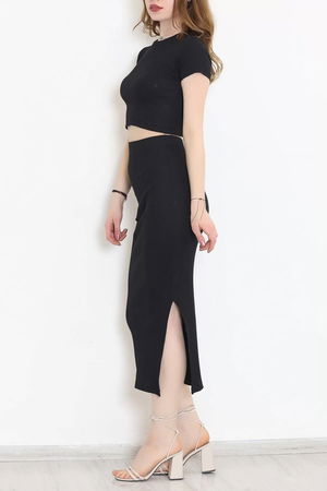 Skirt Set with Slits Black - 10986.1567.