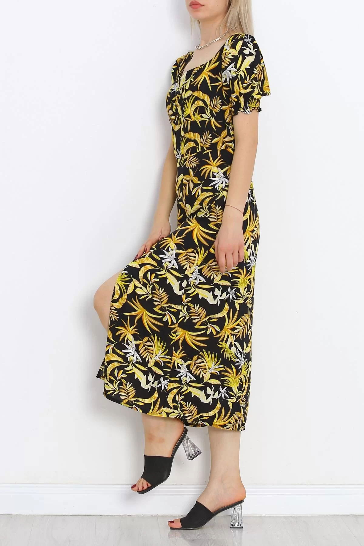 Kiss Collar Dress Yellow Floral - 696.1247.