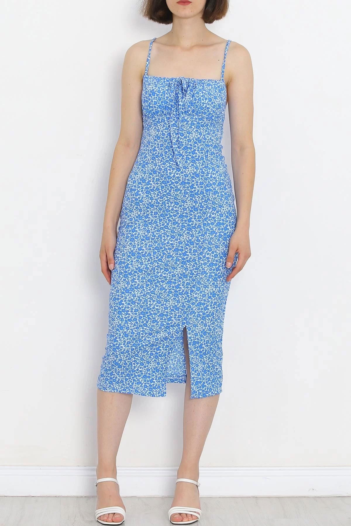 Strappy Patterned Dress Floral Blue - 650.1247.