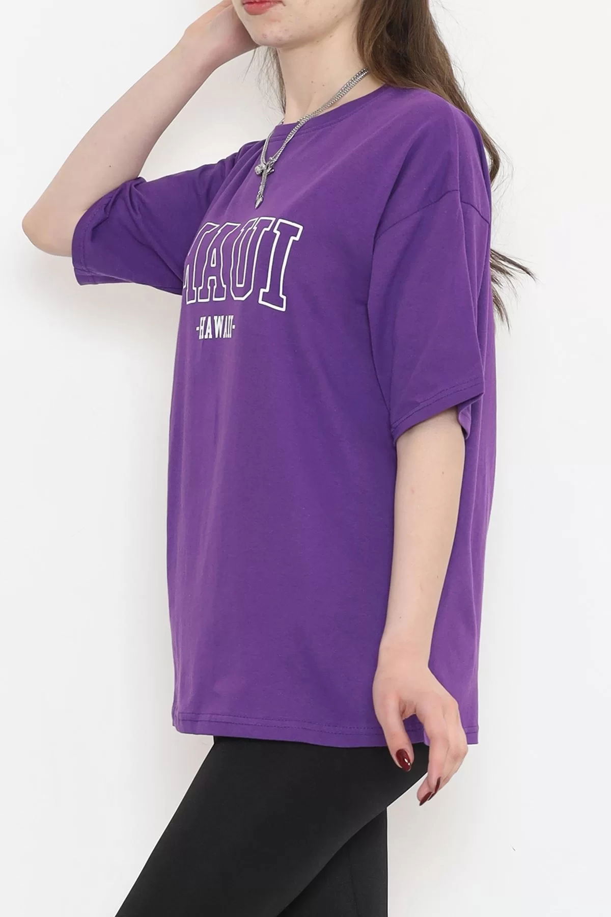 Printed Crew Neck T-shirt Purple - 16513.1567.