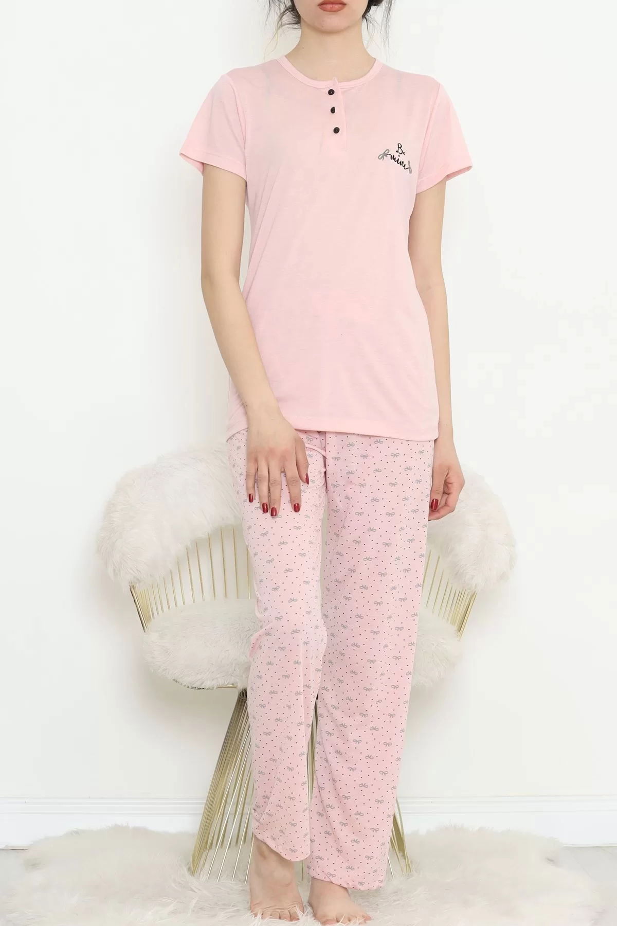 Button Pajama Set Powder2 - 704.1287.