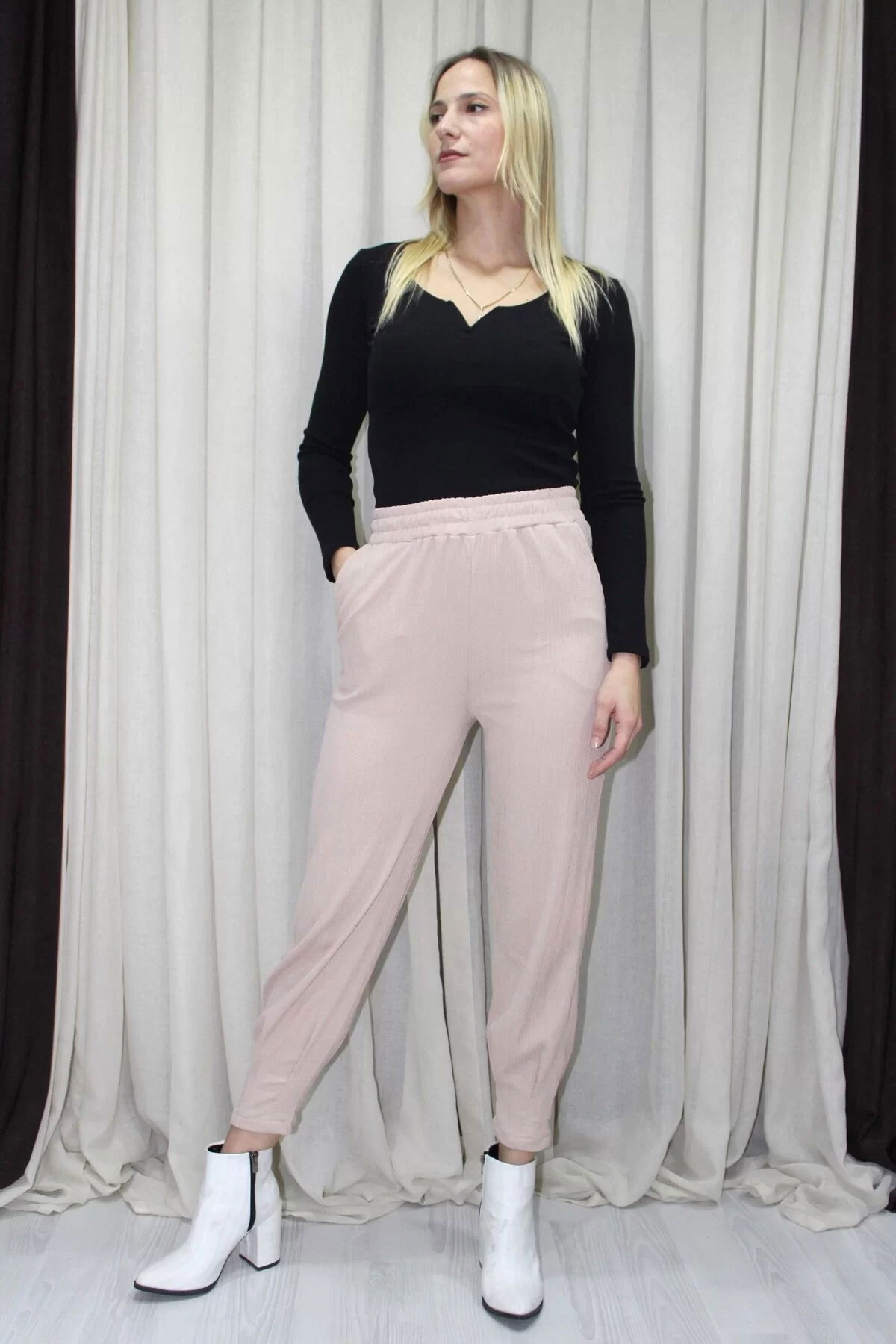 Crinkle Cuffed Trousers Mink - 130.265