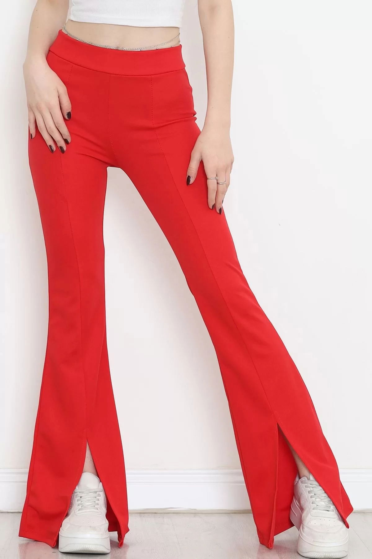 Slit Flared Trousers Red - 16702.1355.