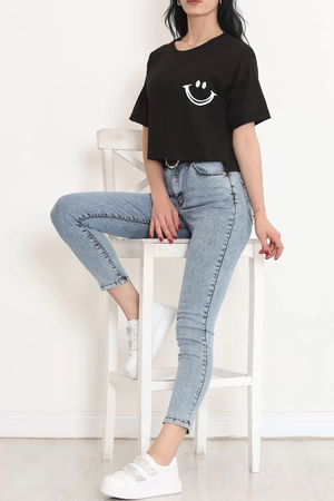 Printed Crop T-shirt Black - 16488.1567.