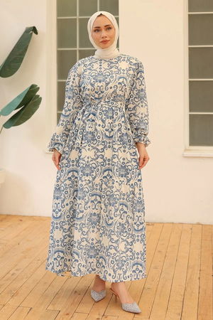 Textured Linen Dress Ekrumavi - 10073.1778.