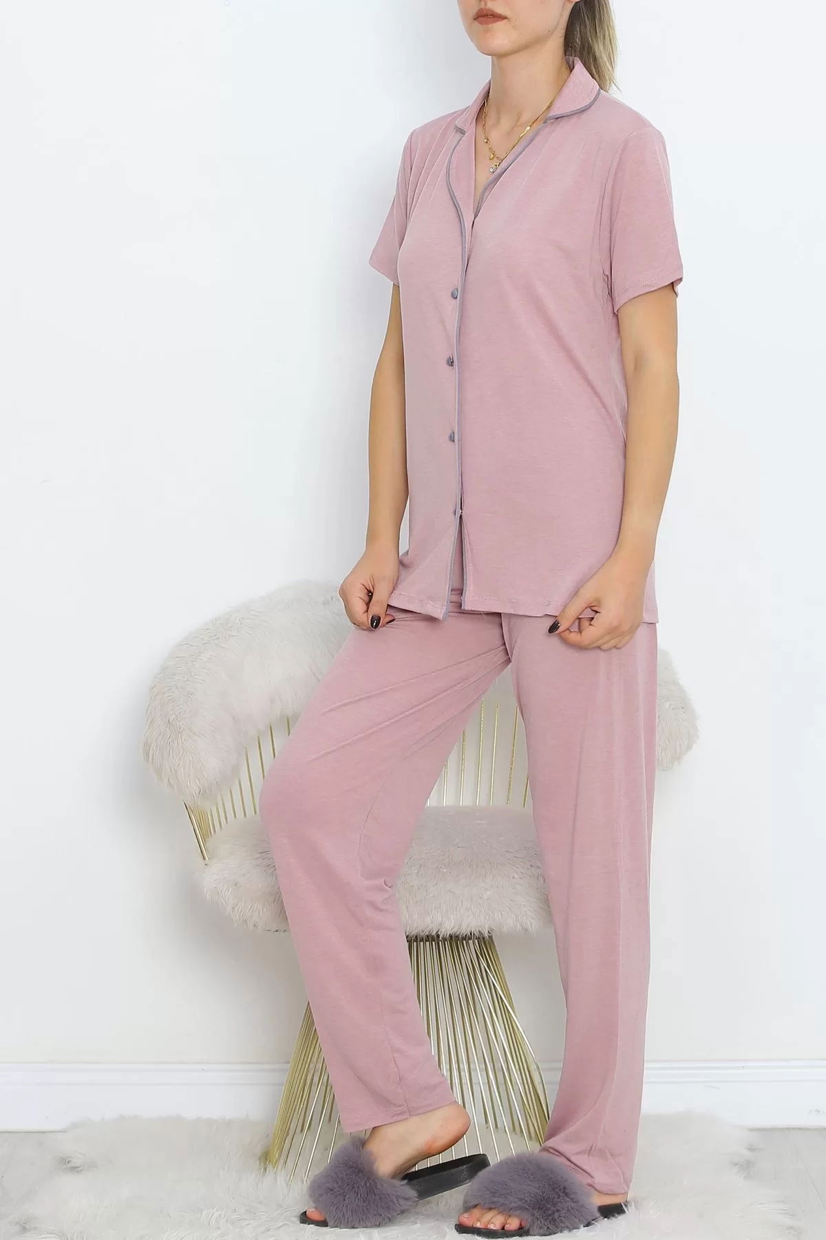 Short Sleeve Polyviscose Suit Rose - 707.1287.